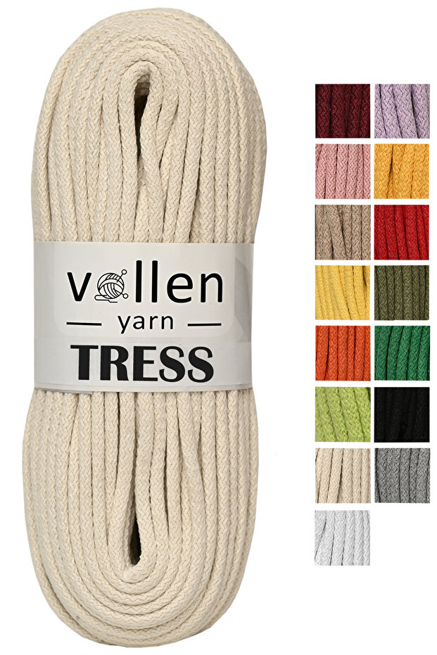 vollen yarn Makrome İp,Çok amaçlı ip,10 Metre,Kordon kaytan dokuma ip,Sepet ipi,Salıncak ipi,supla,paspas,