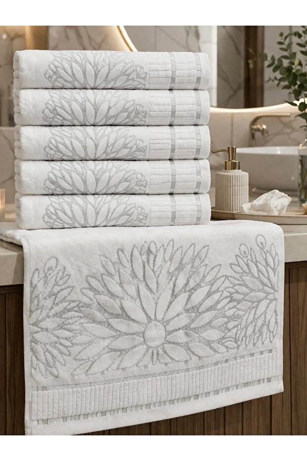 6 Li Velvet Luxury Jacquard Dowry 50X90 Hand and Face Towel