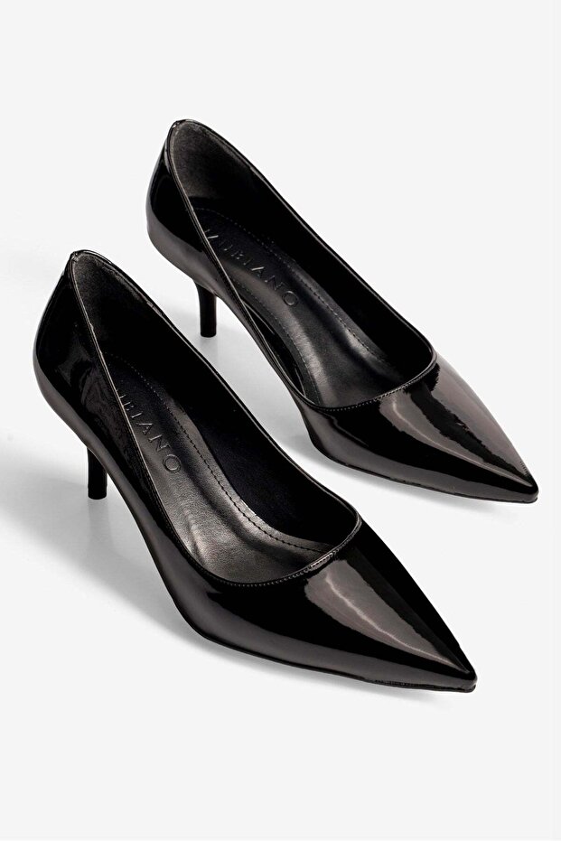 Women's Patent Leather Stiletto Pointed Toe Heeled Shoes Elva Black