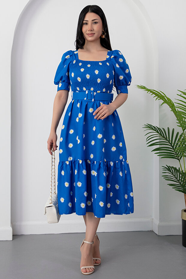 Φόρεμα Daisy Printed Elastic Square Collar 2023-2269 - 5