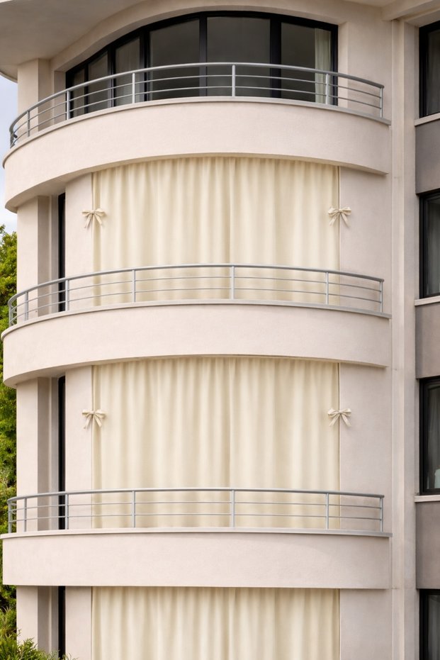 Enxboy Cool Balcony Curtain - Optional Lace-Up, Cream Balcony Tarpaulin