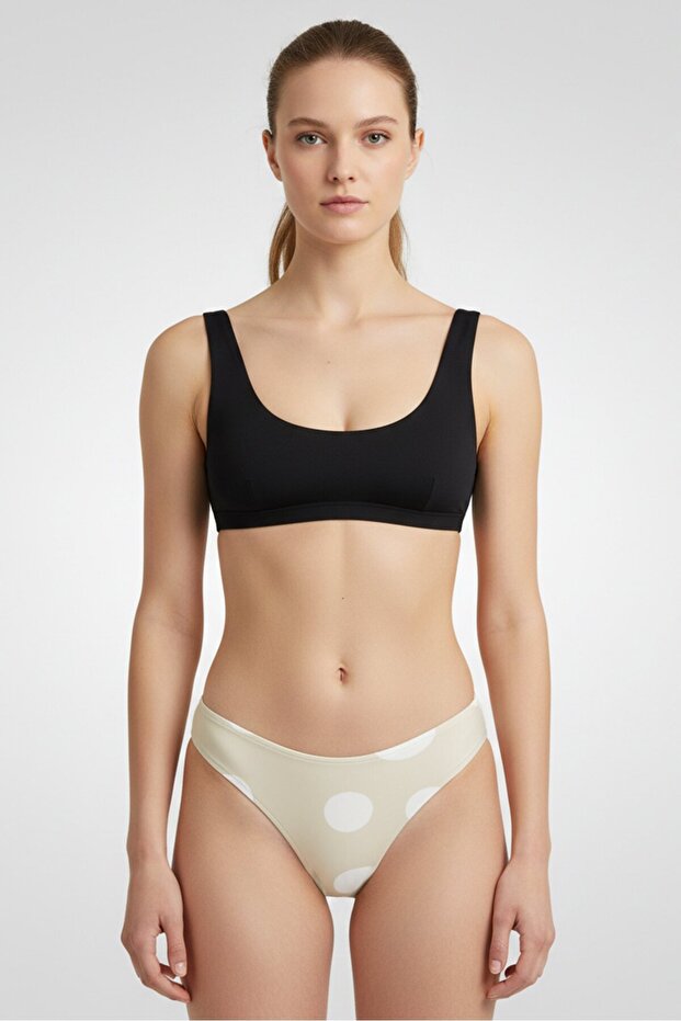 Women Polka Dots High Leg Bikini Bottom, Sage Green