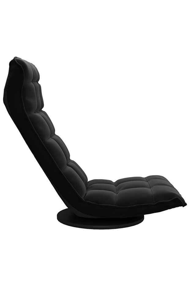 Scaun de podea pivotant, negru, catifea - 4