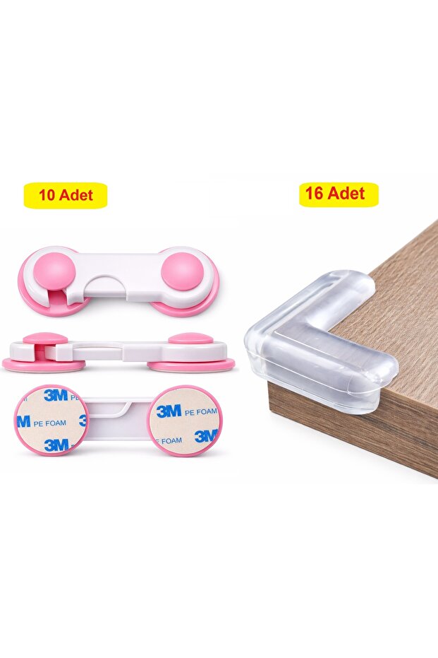 10 Pieces Baby Kids Safety Drawer Cabinet Door Lock 16 Pieces Silicone Coffee Table Corner Protector
