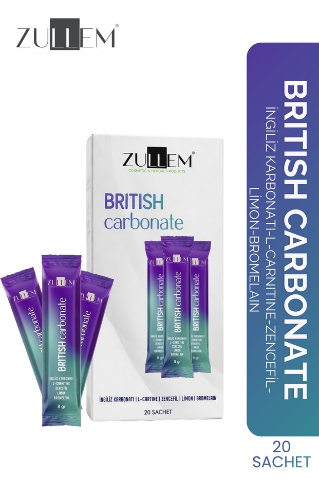 Bromelain and L-Carnitine Supplemented British Carbonate Powder 1 Box 20 X 8 Gr