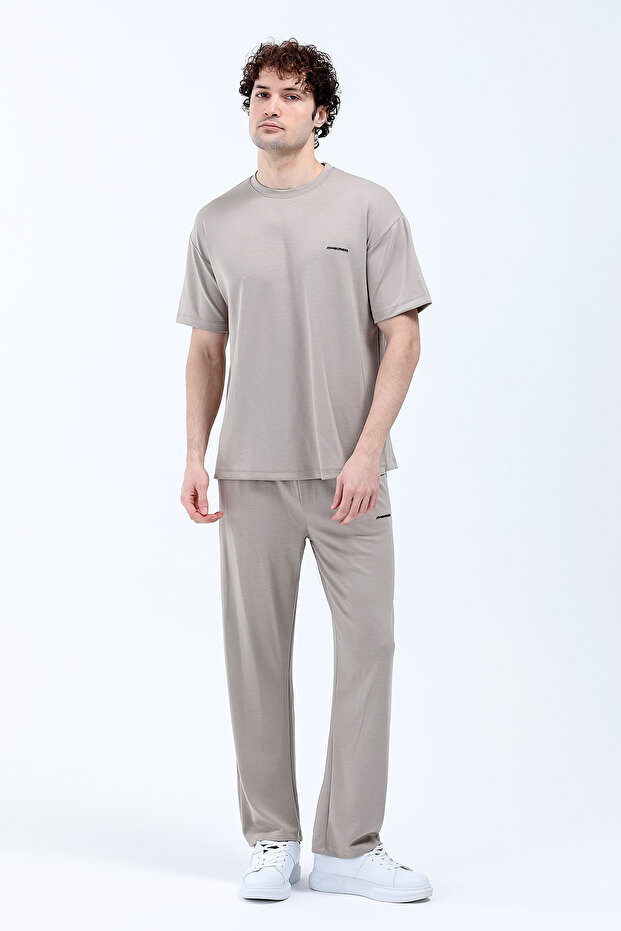 Men's John Borners Printed Oysho Fabric Tracksuit Set Beige - 26Y 7852