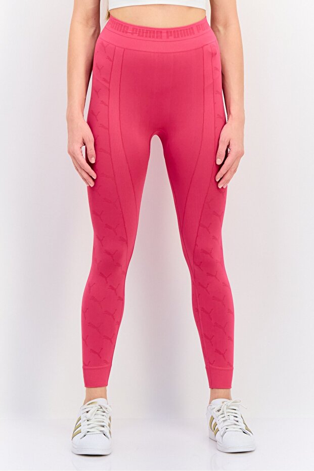 Women Sportswear Fit Pull On Training Leggings, Fuchsia