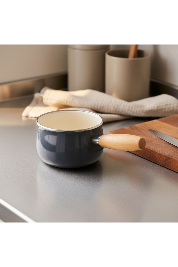 Nostalji Wooden Handle Pan Gray 14 cm