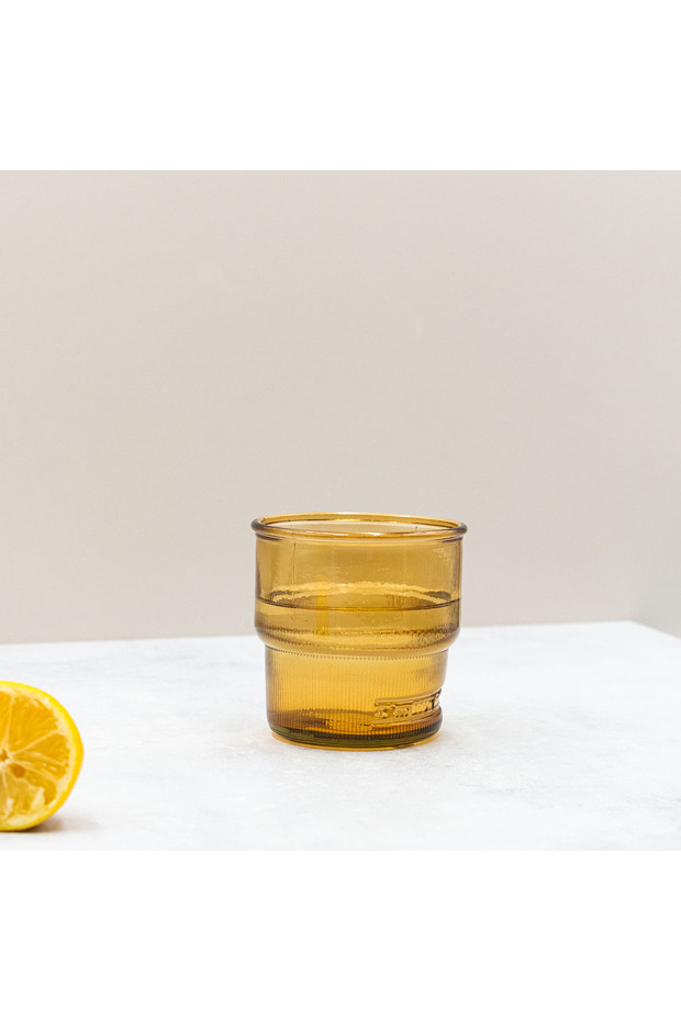 Ribbed Water Glass Orange 300 Cc