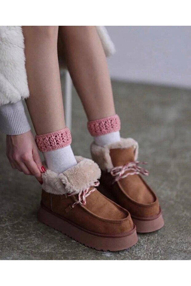 Pink Crochet Knit Embroidered White Long Socks