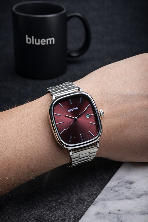 Axis Series - Burgundy Dial Steel Case & Strap Men's Wristwatch