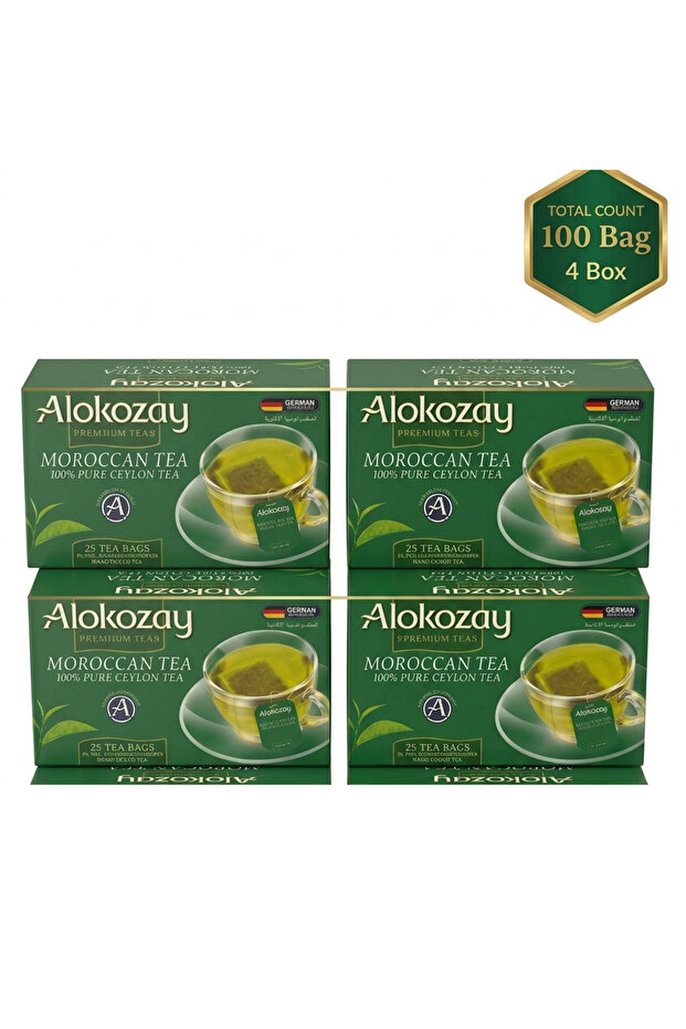 Moroccan Tea, 100 Bags, (25 BAG Pack of 4) Flavoured tea, 100% Pure Ceylon Tea