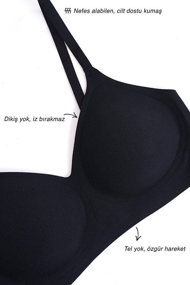Black Seamless Laser Cut Bra - 3