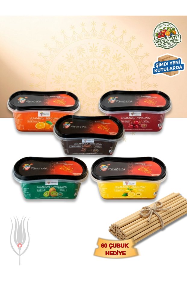 Ottoman Paste 5 Types Kiwi, Chocolate, Cherry, Orange, Lemon Paste Set - 60 Pieces