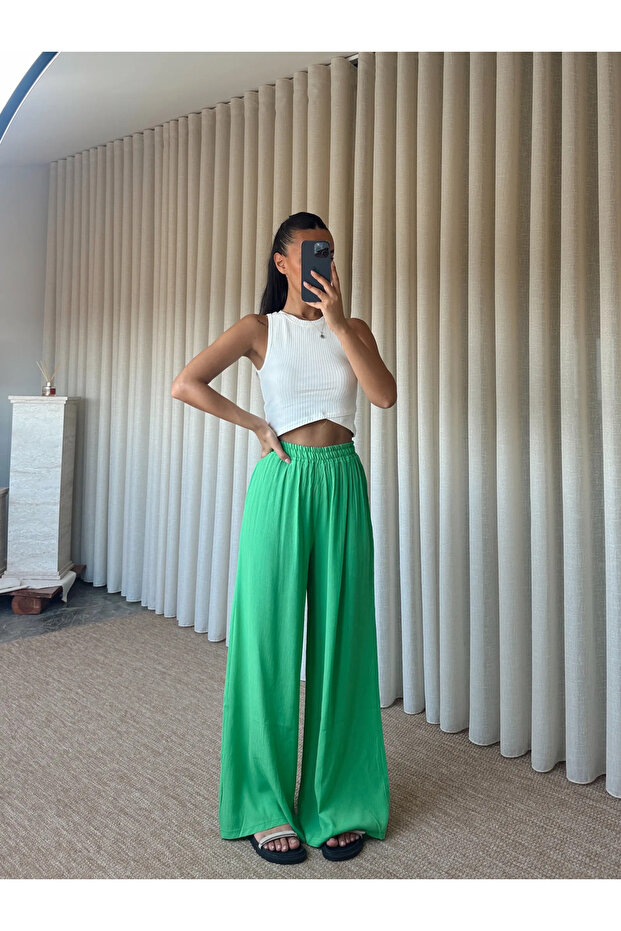 Bel Lastik Tiril Palazzo Trousers Grass Green - Grass Green
