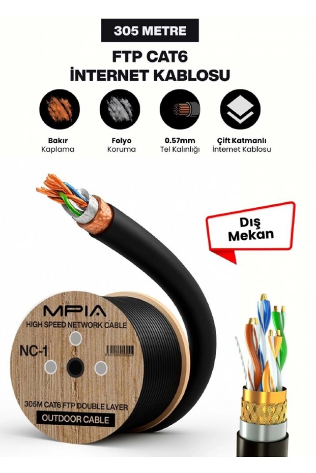 Mpia nc-1 outdoor 305 meter cat6 ftp four layer outdoor network internet cable