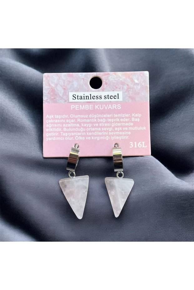 Aurastone Pink Quartz Natural Stone Earrings with Steel Apparatus