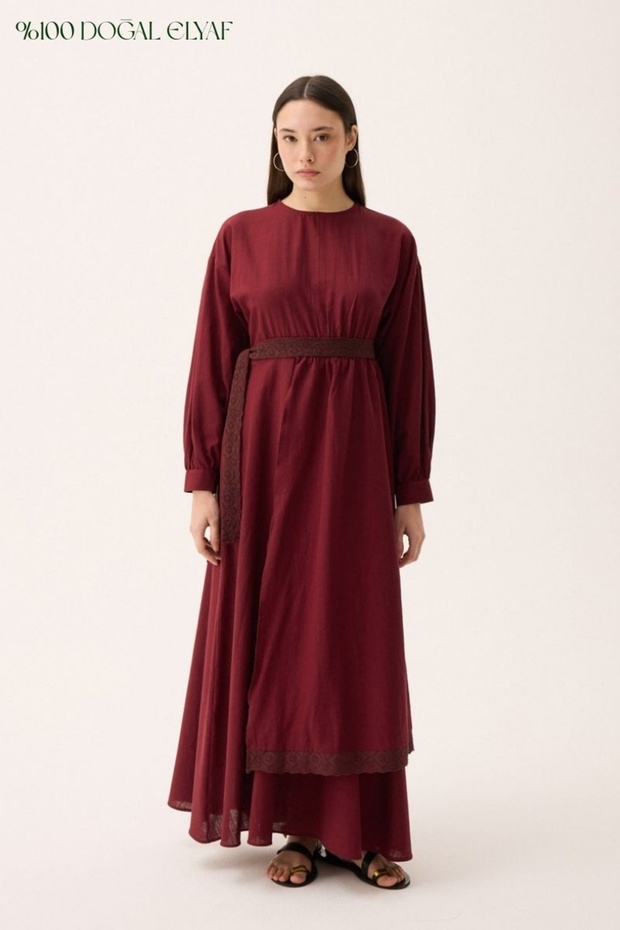 Laced Zeren Dress Burgundy