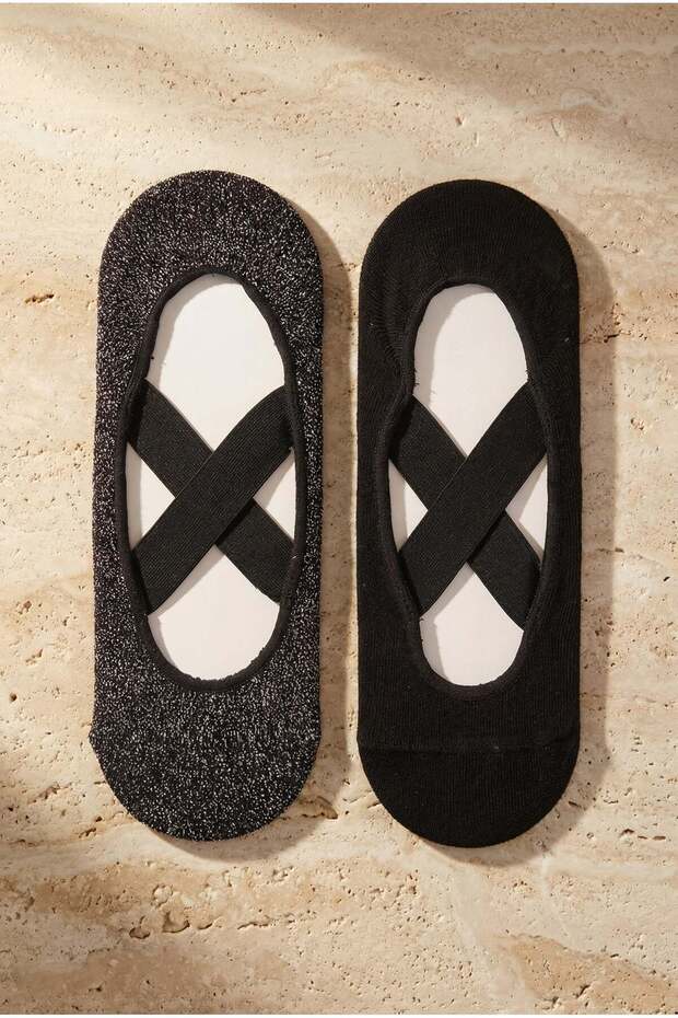 Pack of 2 Women's Asta Yoga/pilates Socks Black / Glitter Black
