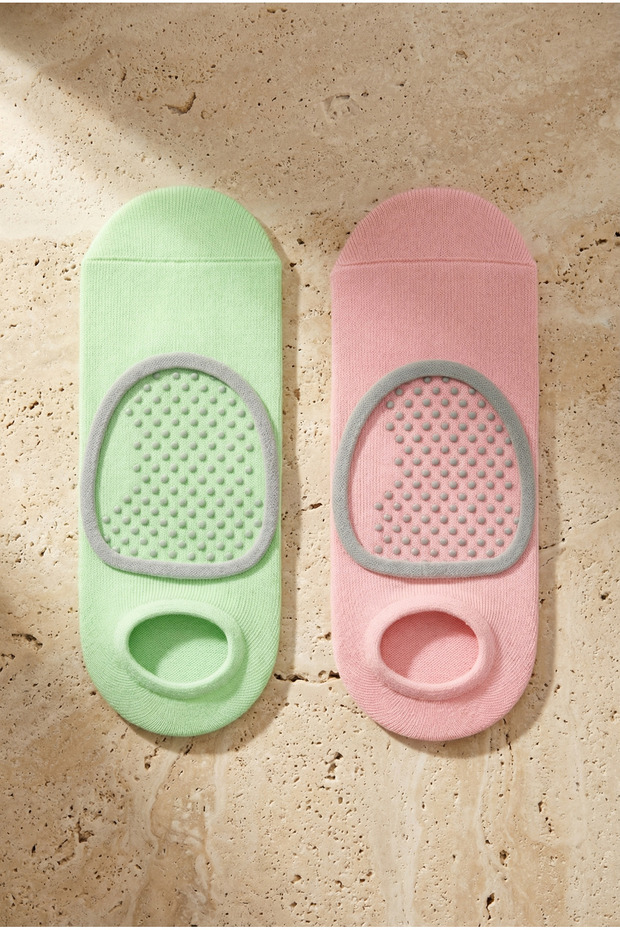 Women's 2-Piece Asta Yoga / Pilates Step Socks Light Green / Pink