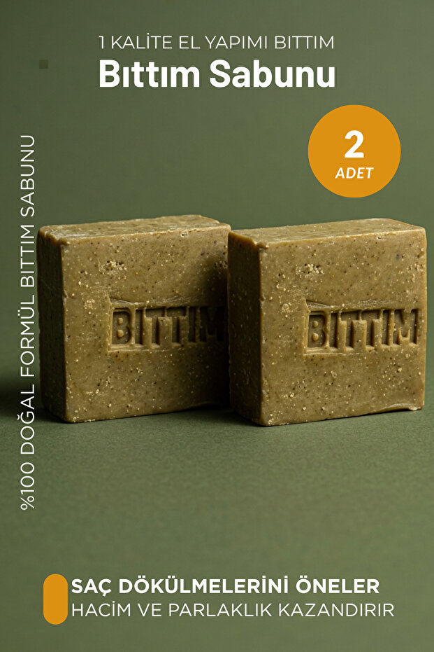 1st Quality Handmade Pure Bıttım Soap Natural Hair Loss Dandruff Anti-Acne 140-150 Gr 2 pieces
