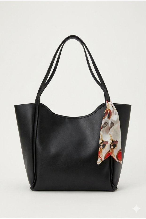 Large Arm and Shoulder Bag with Scarf Detail, Shoulder Bag, Daily Bag