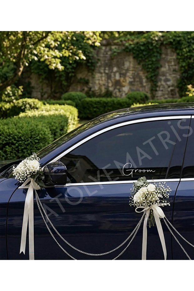 Bride Groom 2-Pack Glass Sticker for Bridal Car 20 Cm. 20 Santi̇m. Sticker Only. Decoration Is Not Included.