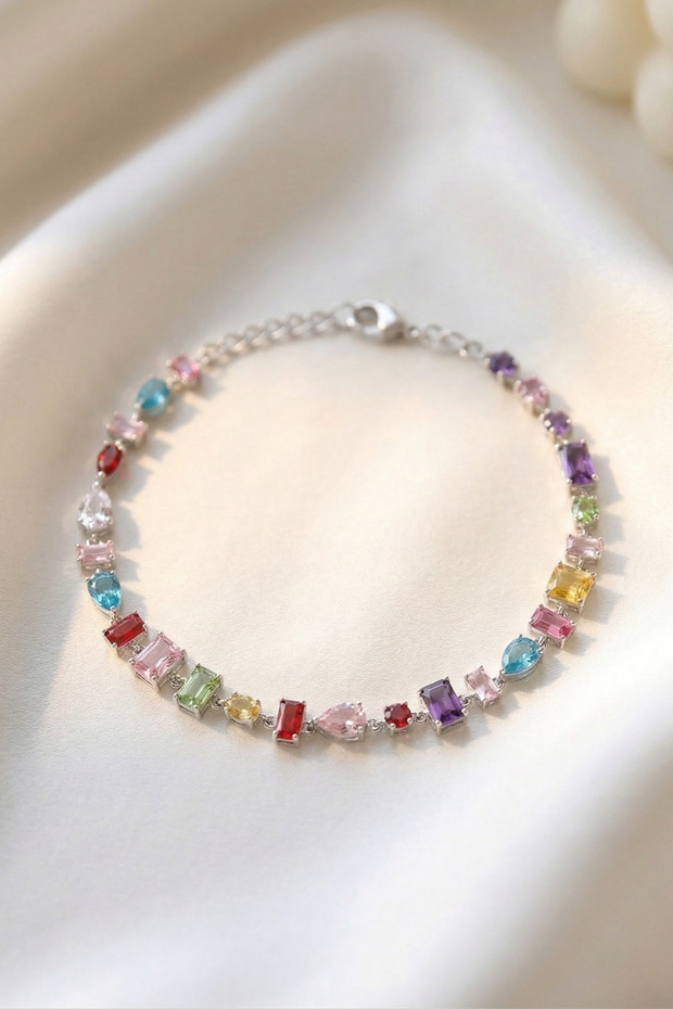 Steel Color Crystal Stone Gema Bracelet Silver Color