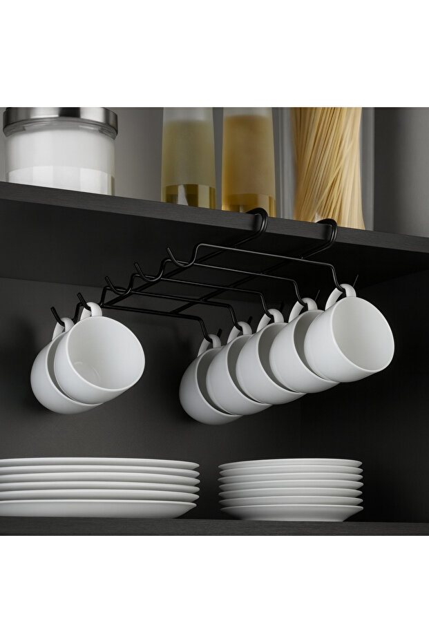 Cup Cup Hanger with 10 Hooks Inside the Cupboard