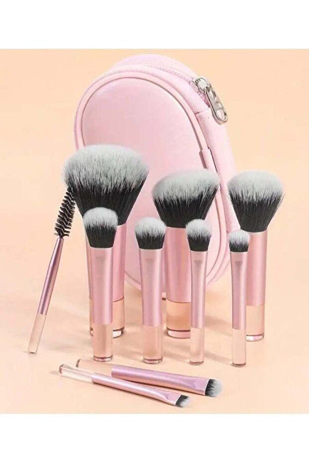 10-Piece Classic Multifunctional Makeup Brushes Set With Cosmetic Bag