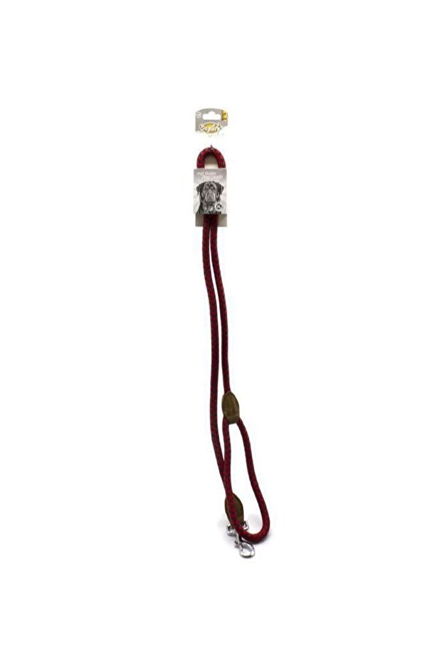 Durable braided rope dog leash - red - 1
