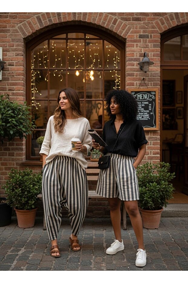 Cotton Pocketed Elastic Striped Shalwar Pants
