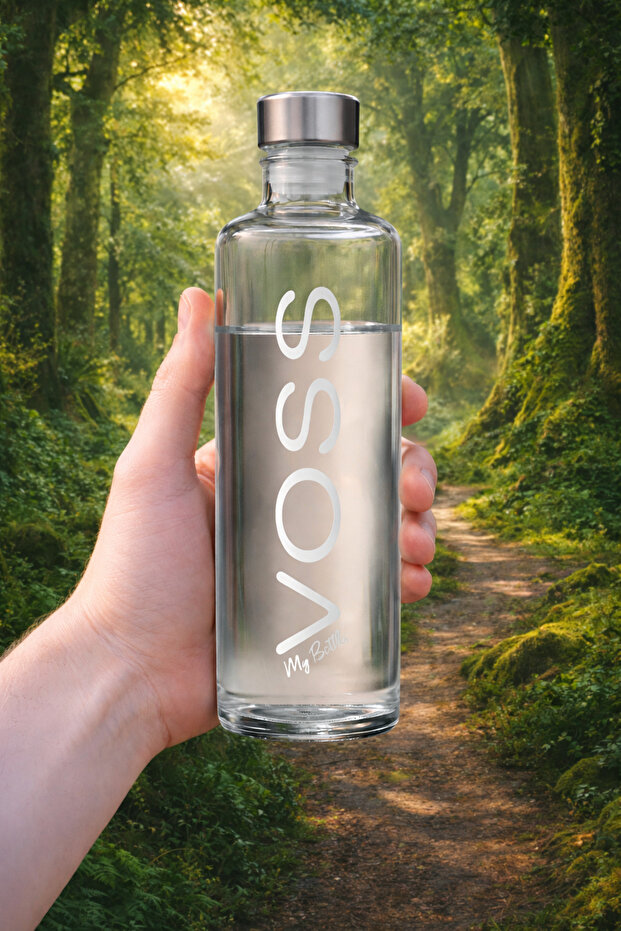 1L Borosilicate Glass Motivational Water Bottle with Lid – Silicone Push Closure, Love Nature 🌿