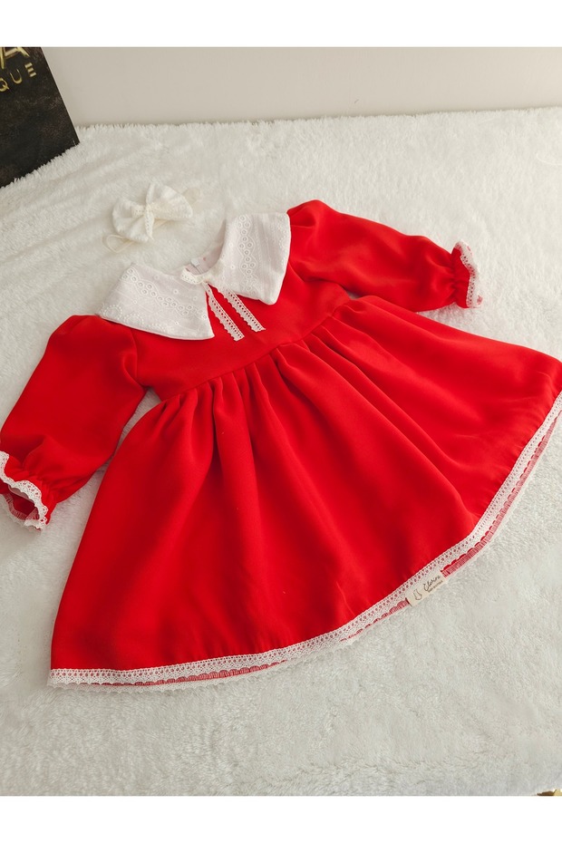 Red Scalloped Collar Dress