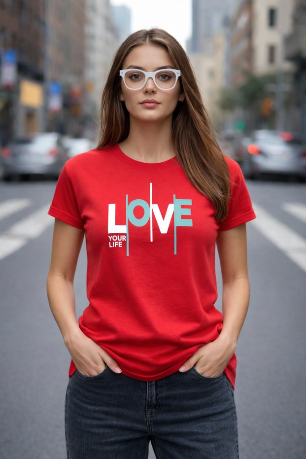 Women's Oversize T-Shirt Alove Printed 100% Cotton T-Shirt Comfortable Fit