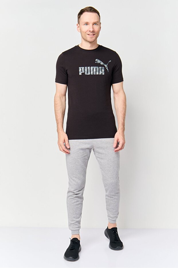 Men Sportswear Fit Camouflage Logo Short Sleeve Outdoor T-Shirt, Black - 2
