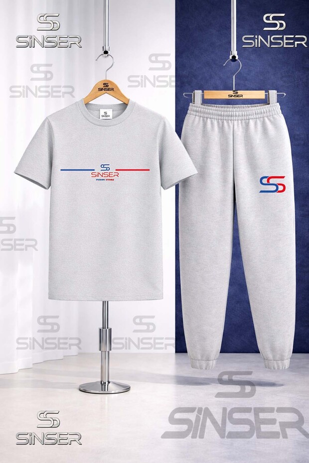 Children's Yan One Line Printed T-Shirt Sweatpants Set
