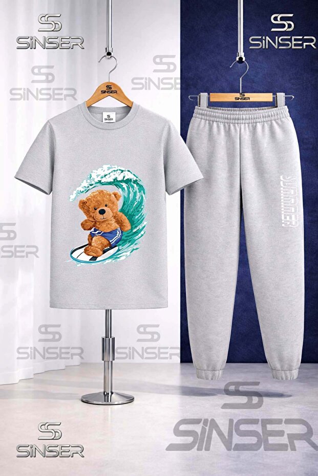 Children's Bear Sortlu Surf Printed T-Shirt Tracksuit Set