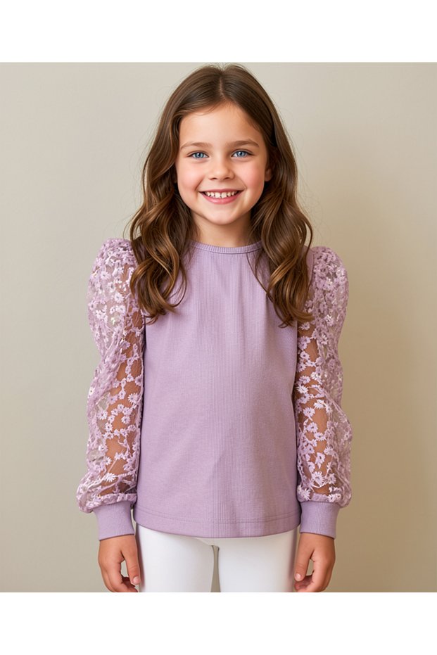 Tulle Sleeves Camisole Seasonal Children's Blouse 02241