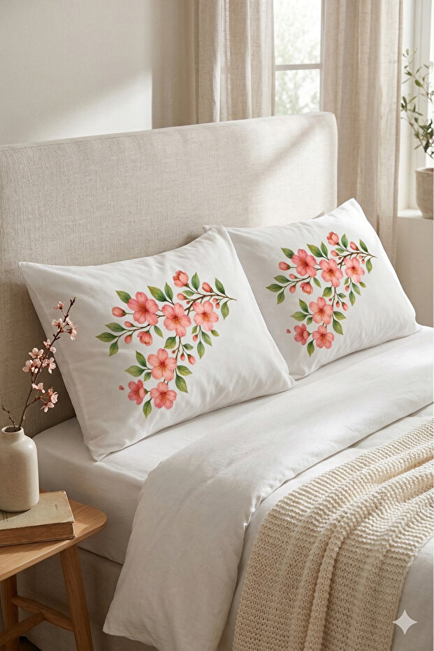 Printed Panel Pattern Floral Pillowcase 1 Pair 50 X 70 cm Model 1