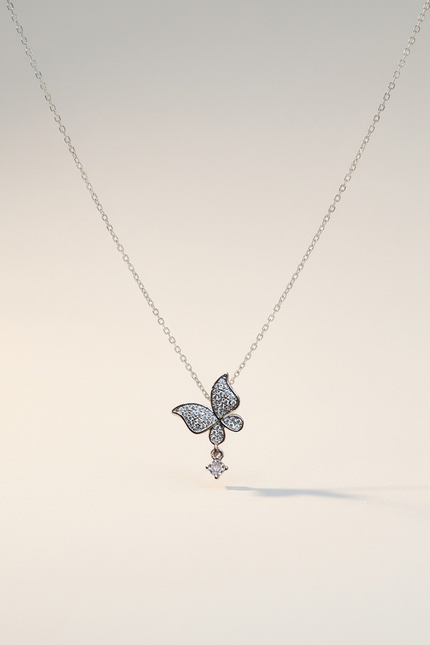 Accessories Butterfly Figured Stone 41+5 cm Adjustable Steel Elegant Women's Necklace
