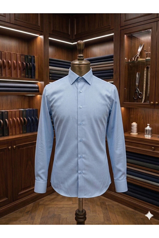 Oxford Fabric Cotton Men's Slim Fit Tight Cut Easy to Iron with Hidden Buttons