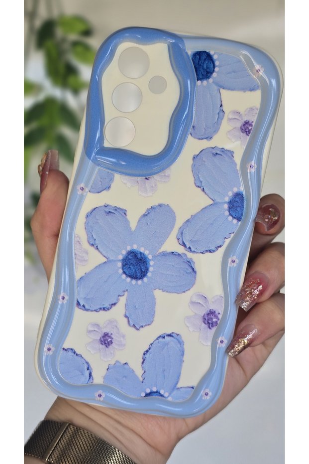 Samsung Galaxy A54 Case Pastel Blue Daisy Pattern Colorful Silicone Cover with Camera Protection
