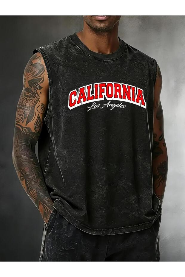 Men's Washable Sleeveless Oversize T-Shirt Printed Streetwear Comfortable Fit Casual Stylish Undershirt