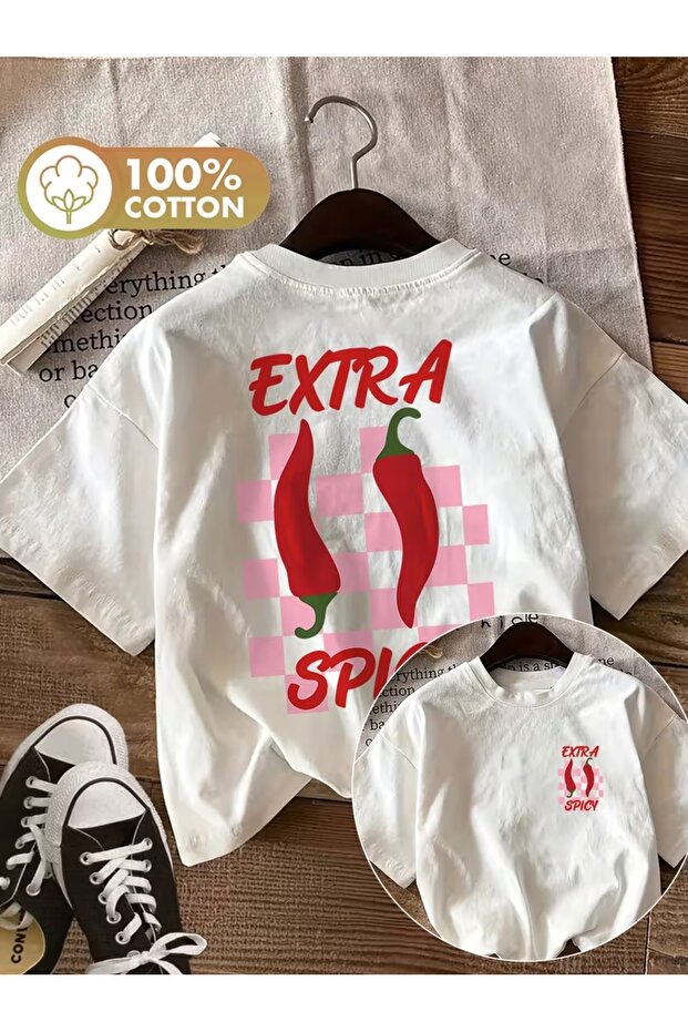 Unisex Extra Spicy Printed Oversize Crew Neck T-Shirt