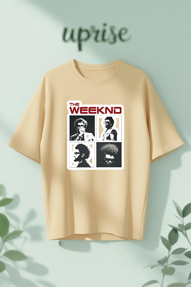تي شيرت قطني كبير الحجم مطبوع عليه The Weeknd