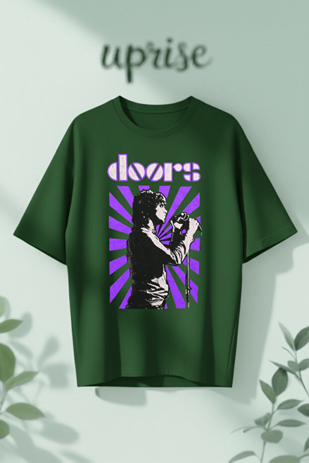 تي شيرت قطني كبير الحجم مطبوع عليه The Doors