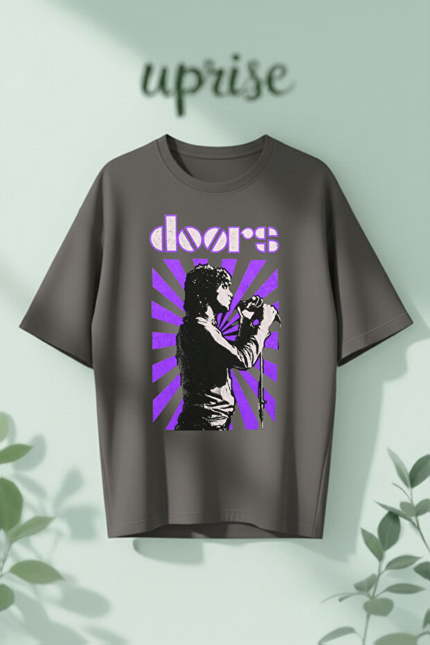 تي شيرت قطني كبير الحجم مطبوع عليه The Doors