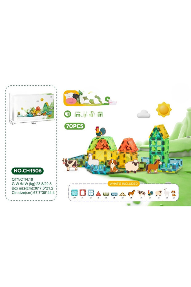 Magnetic Blocks 5.5 cm 70 Pieces