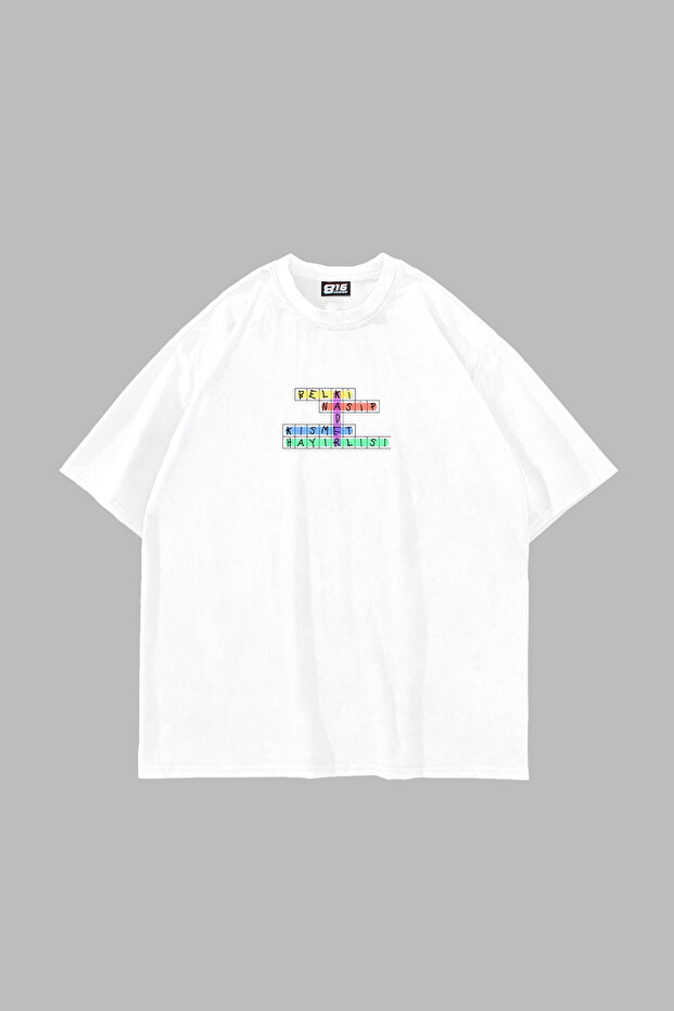 Fortune-Teller Printed Oversize Unisex White Tshirt